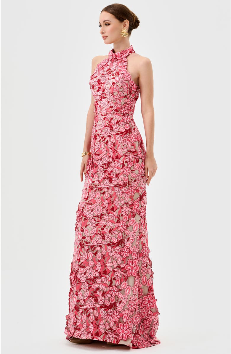 Bariano Salome High Neck Gown, Alternate, color, Pink