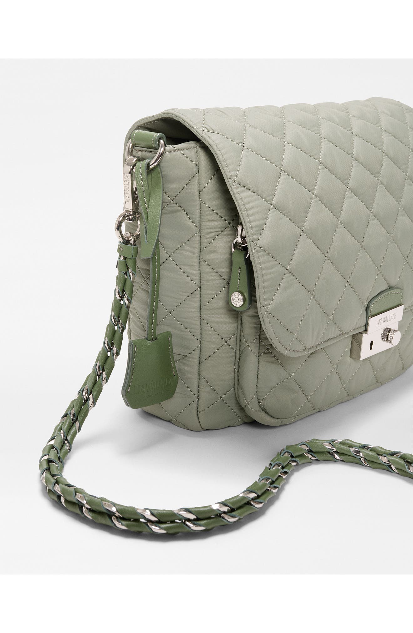 MZ Wallace Medium Crosby Lock Quilted Nylon Crossbody Bag, Alternate, color, Agave Green