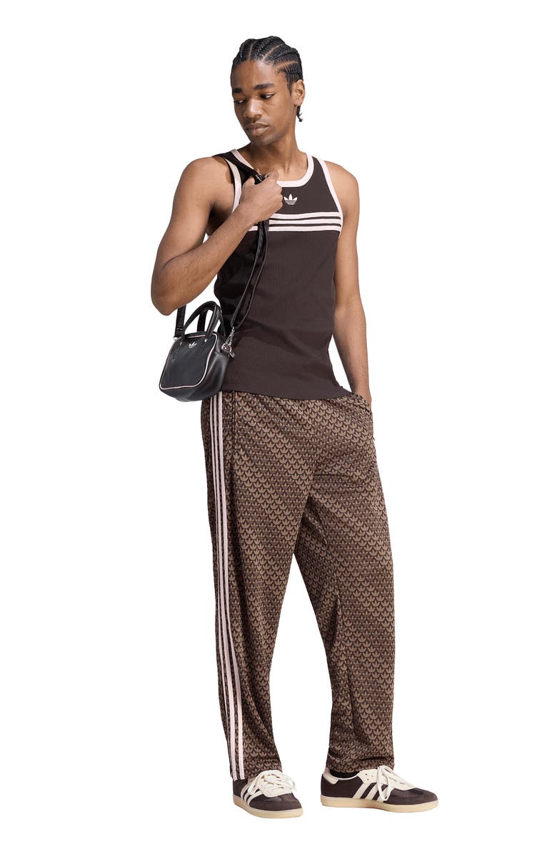 adidas Monogram Firebird Recycled Polyester Track Pants, Alternate, color, Coffee/ Earth / Sandy Pink