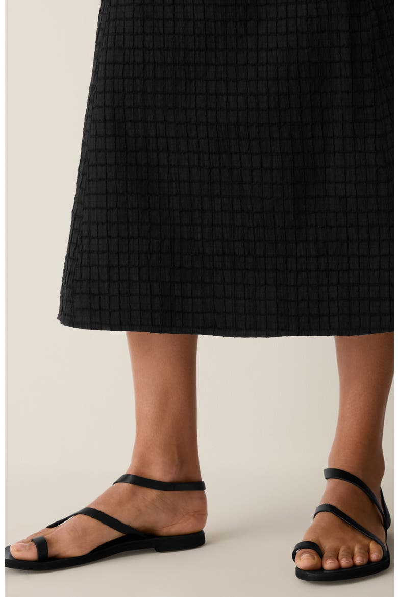 Box Weave Stretch Organic Cotton Midi Skirt, Alternate, color, BLACK