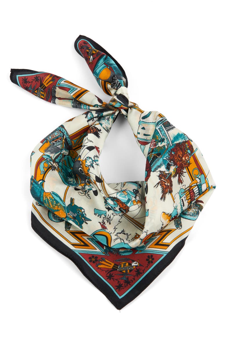 Viens Avec Moi Print Mini Silk Square Scarf, Alternate, color, 