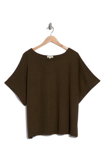 Max Studio Short Sleeve Sweater In Brown