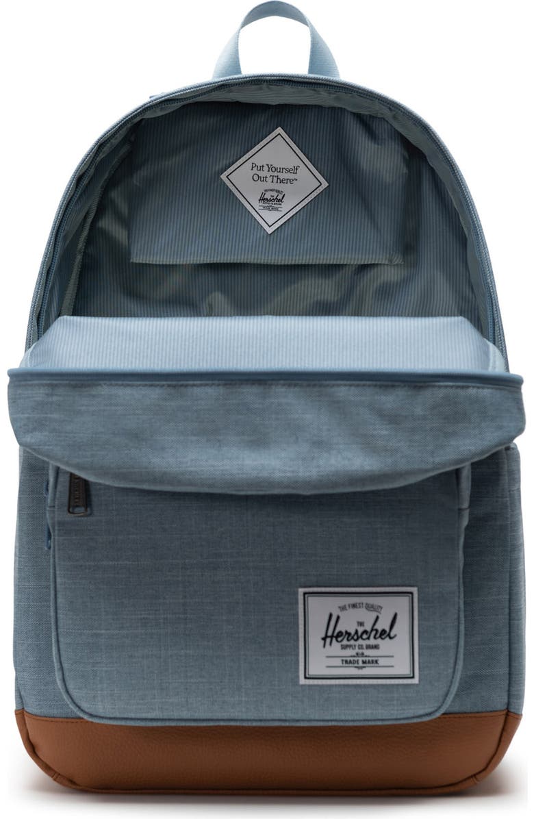 Herschel Supply Co. Pop Quiz Backpack, Alternate, color, Ashley Blue Crosshatch/Natural