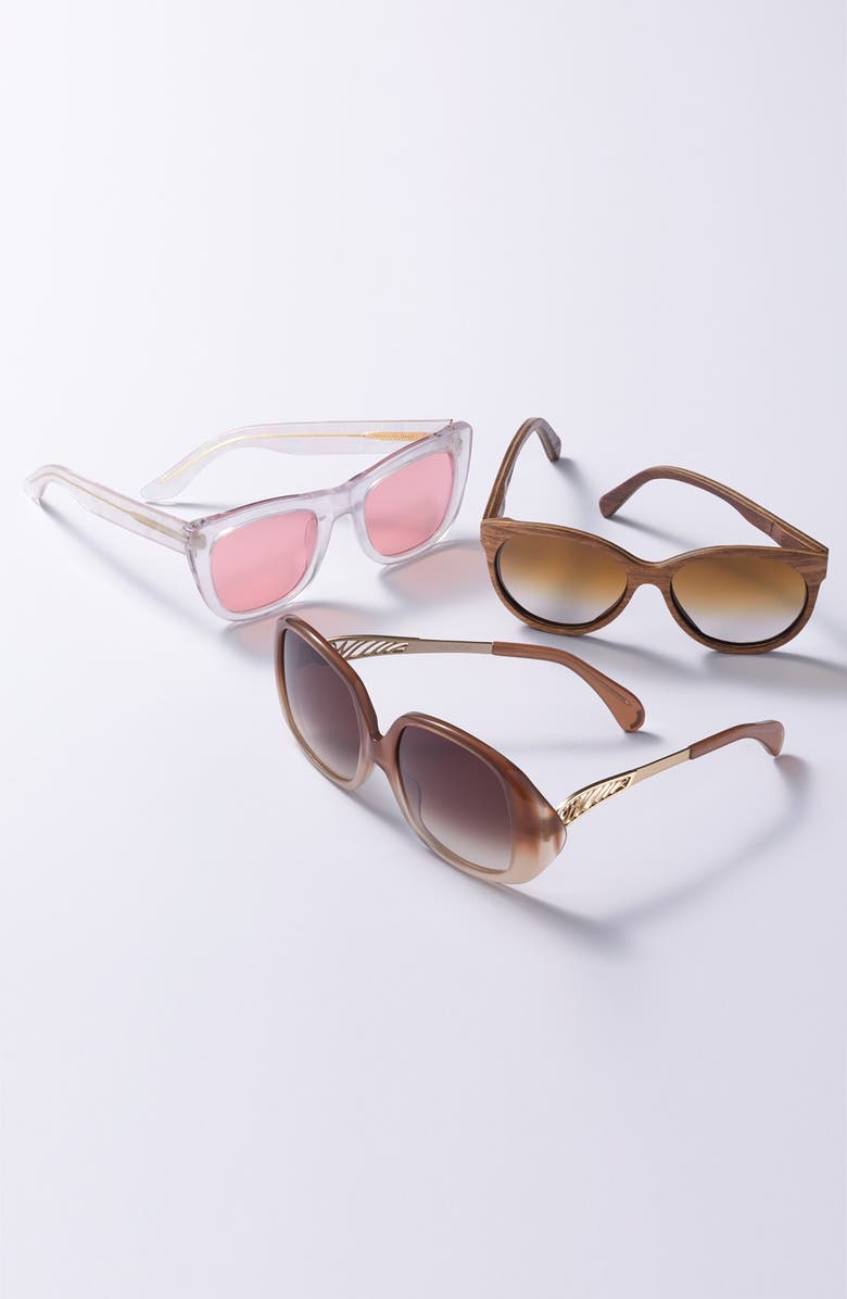 Shwood 'Madison' 54mm Round Wood Sunglasses, Alternate, color, 