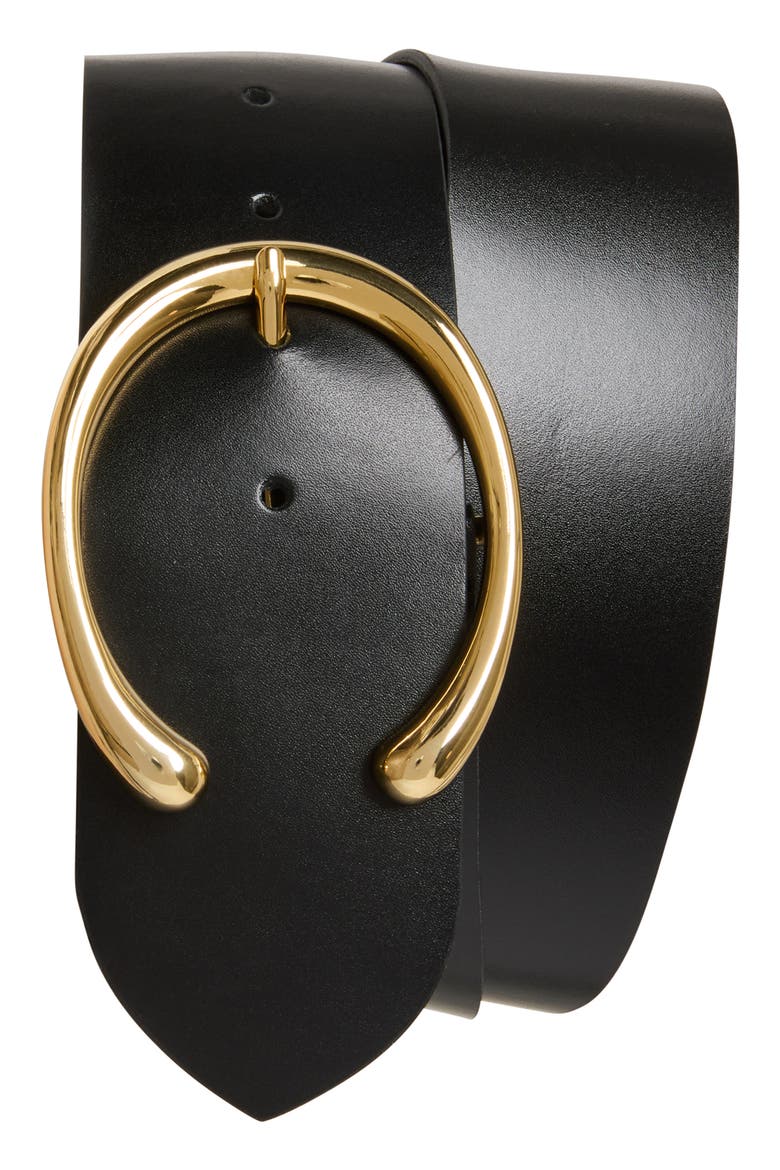 Michela Leather Belt, Main, color, BLACK