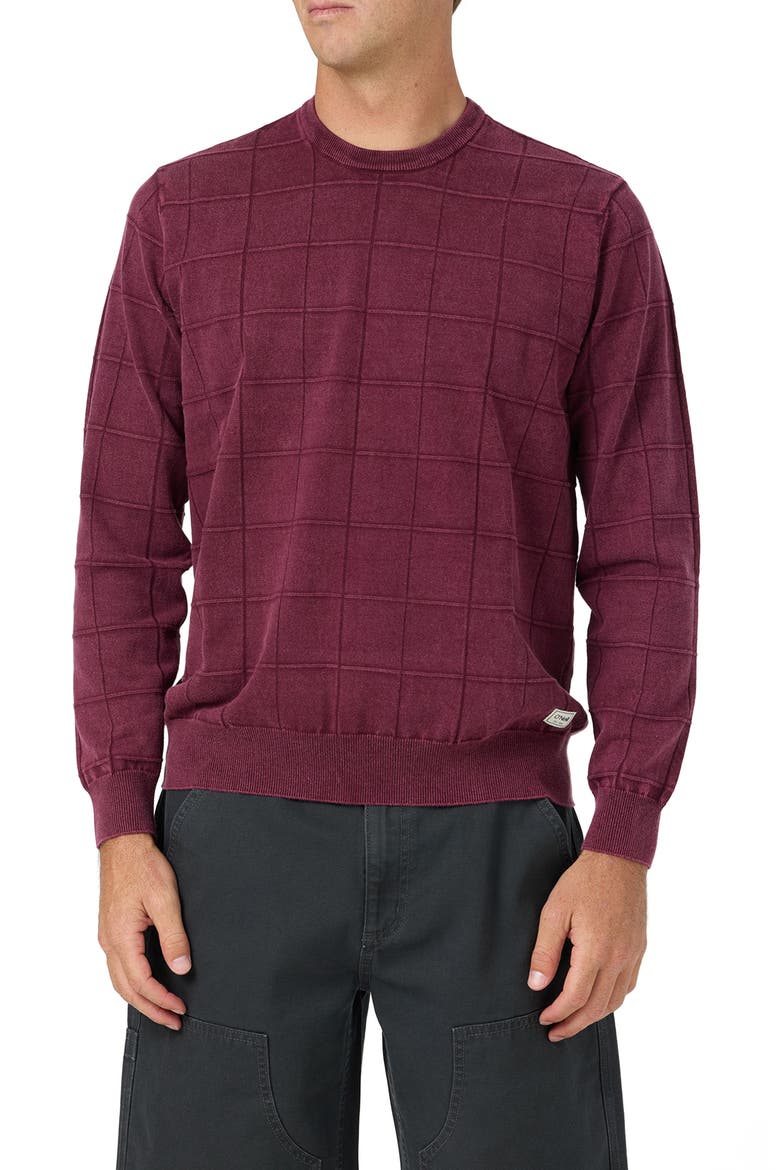 OG Windowpane Cotton Crewneck Sweater, Main, color, FIG