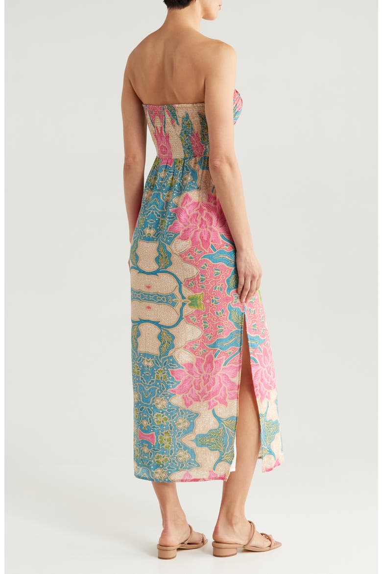 Bowie Strapless Maxi Cover-Up Sundress, Alternate, color, BEIGE PINK FLORAL