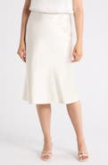 Renee C Solid Satin Midi Skirt