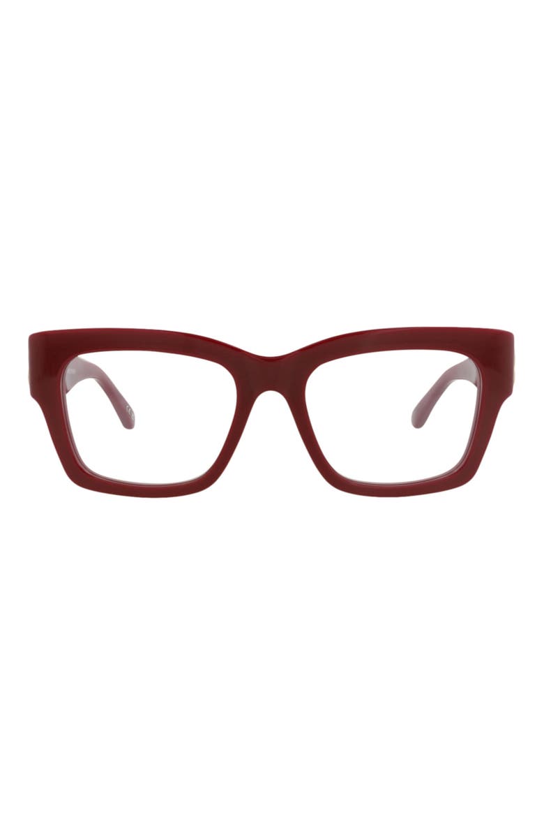 52mm Square Optical Glasses, Main, color, BURGUNDY BURGUNDY TRANSPARENT