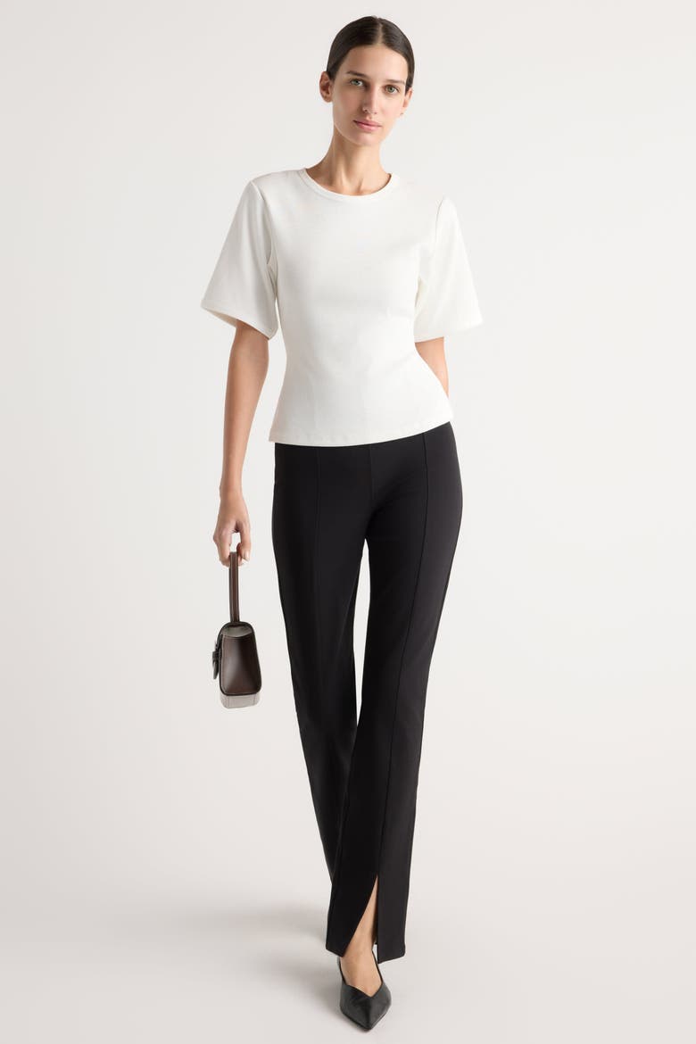 Cass Front-Split Ponte Stretch Pant, Alternate, color, Black