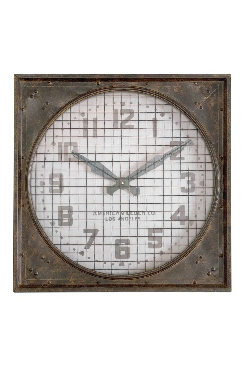 'Warehouse' Wall Clock with Grill, Alternate, color, WHITE