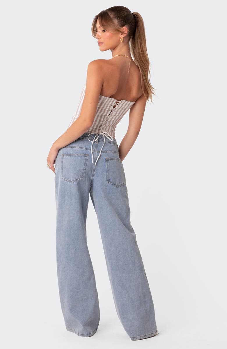 EDIKTED Adeline Lace Up Strapless Crop Top, Alternate, color,