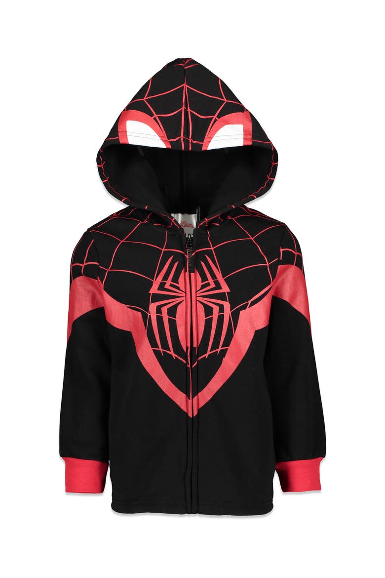 Spider-Man Cosplay Fleece Zip-Up Hoodie, Main, color, Miles Morales Black
