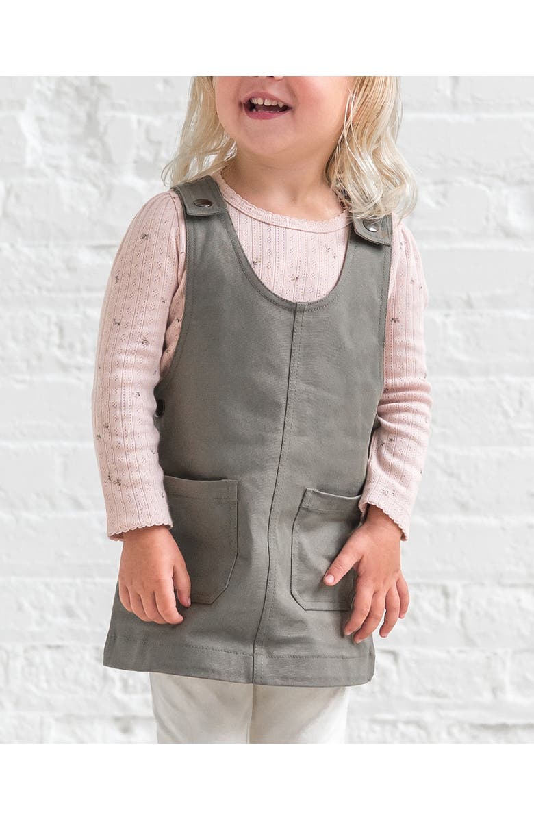 Kendi Alma Twill Jumper Dress, Alternate, color, Olive