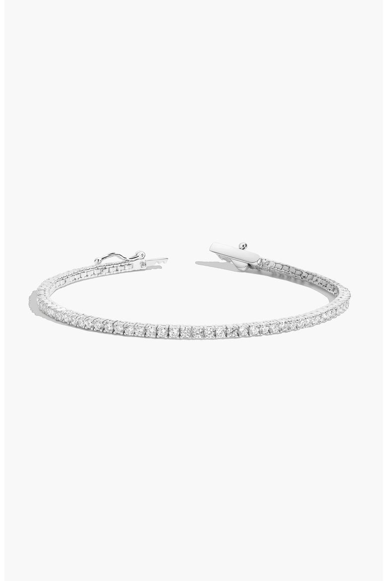 Lab Grown 3ct White Sapphire Tennis Bracelet, Main, color, White