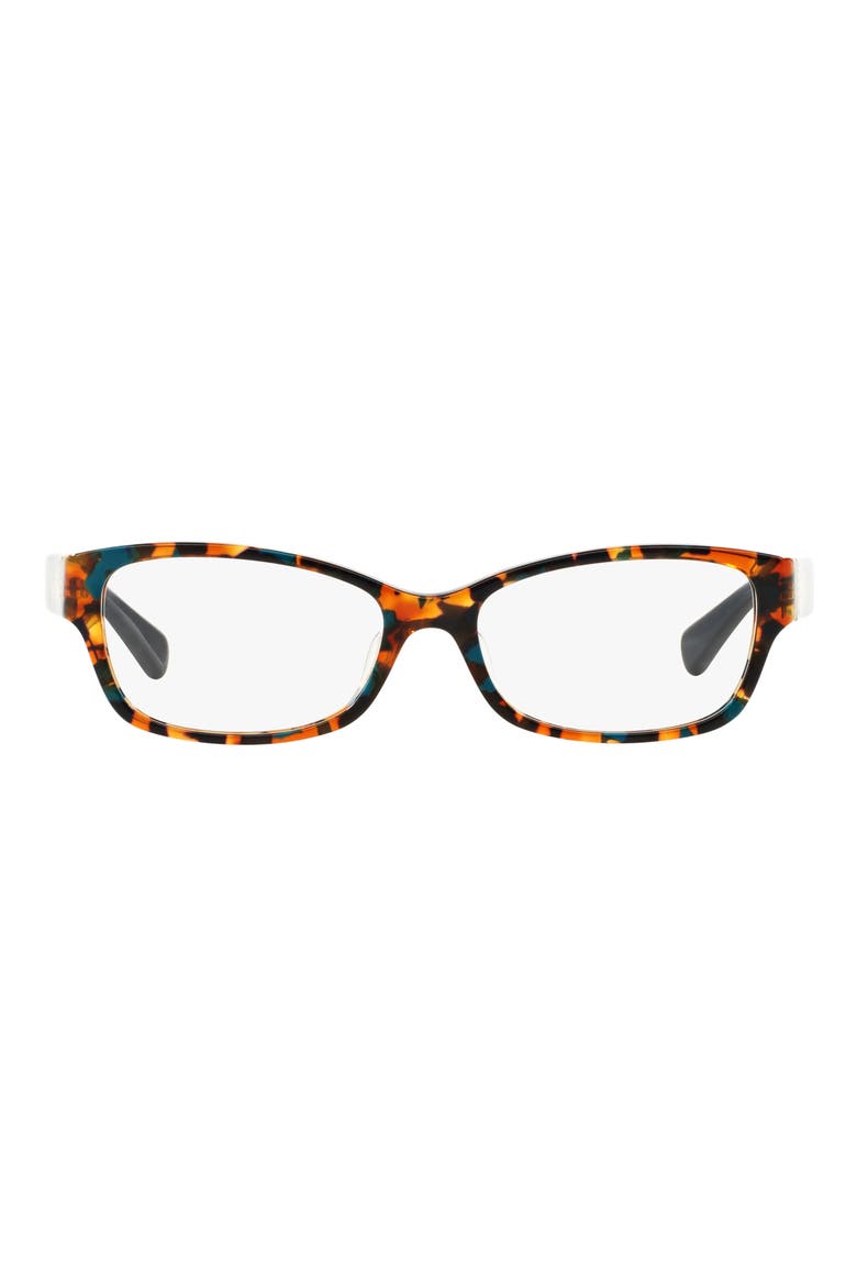 52mm Rectangular Optical Glasses, Main, color, TEAL TORT