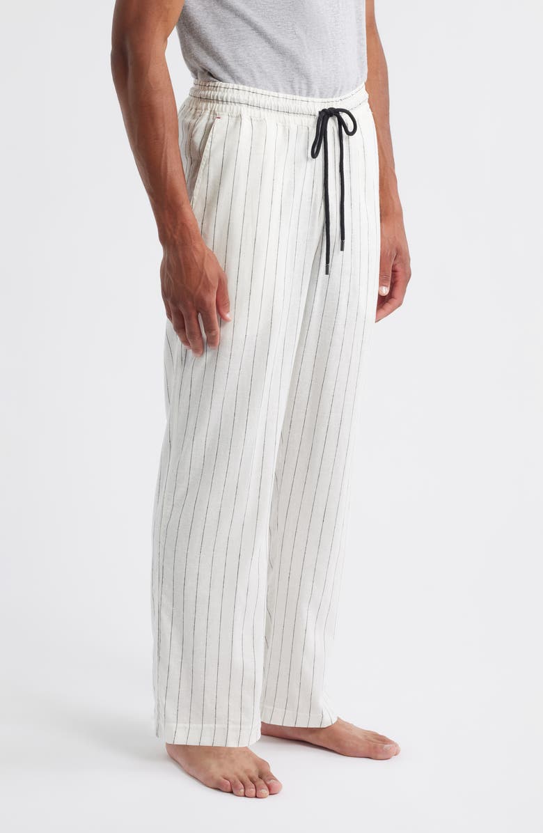 Daniel Buchler Stripe Linen Blend Drawstring Pajama Pants, Alternate, color, Iron Stripe