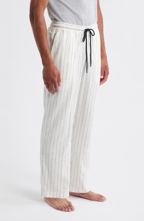 Daniel Buchler Stripe Linen Blend Drawstring Pajama Pants In Gray