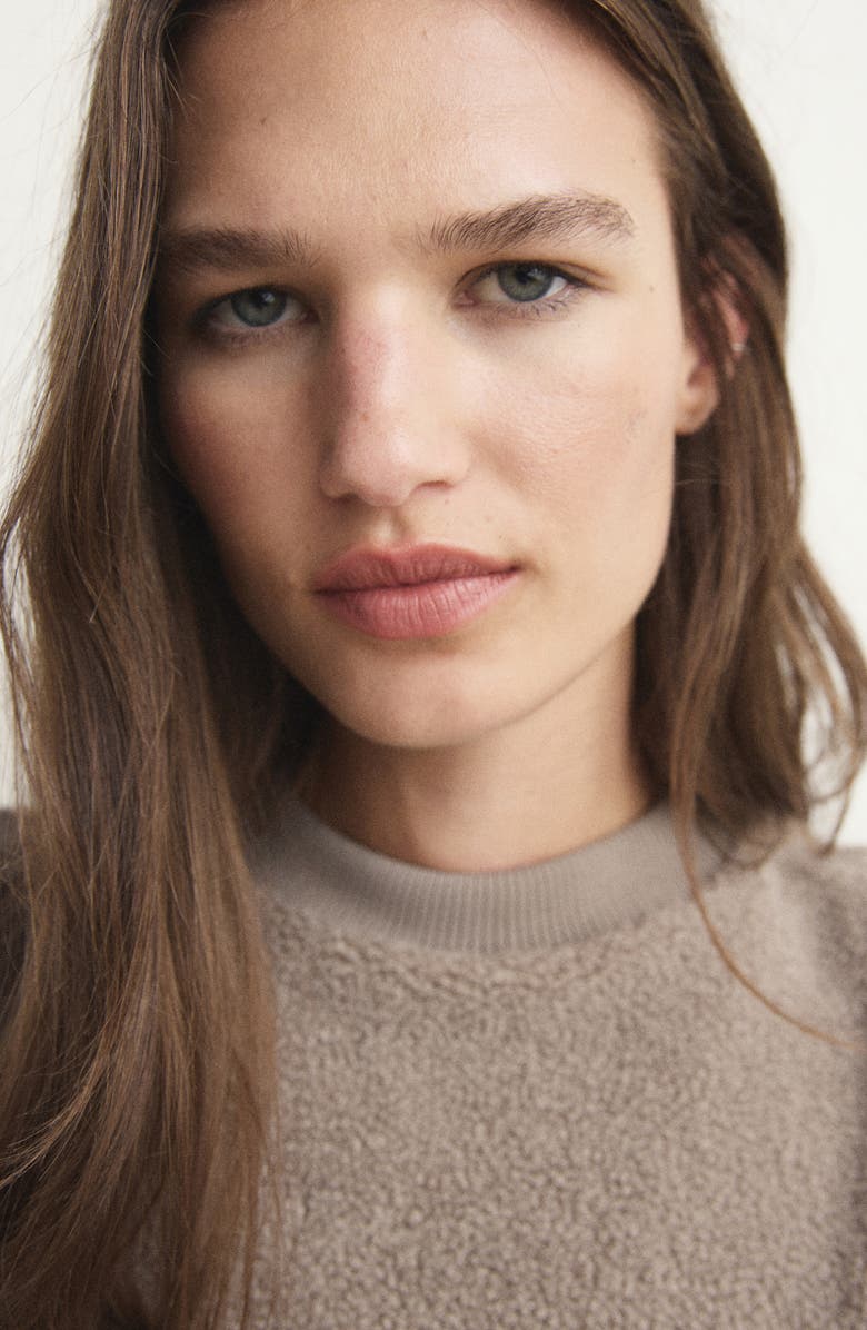 MANGO High Pile Fleece Lounge Top, Alternate, color, Medium Brown