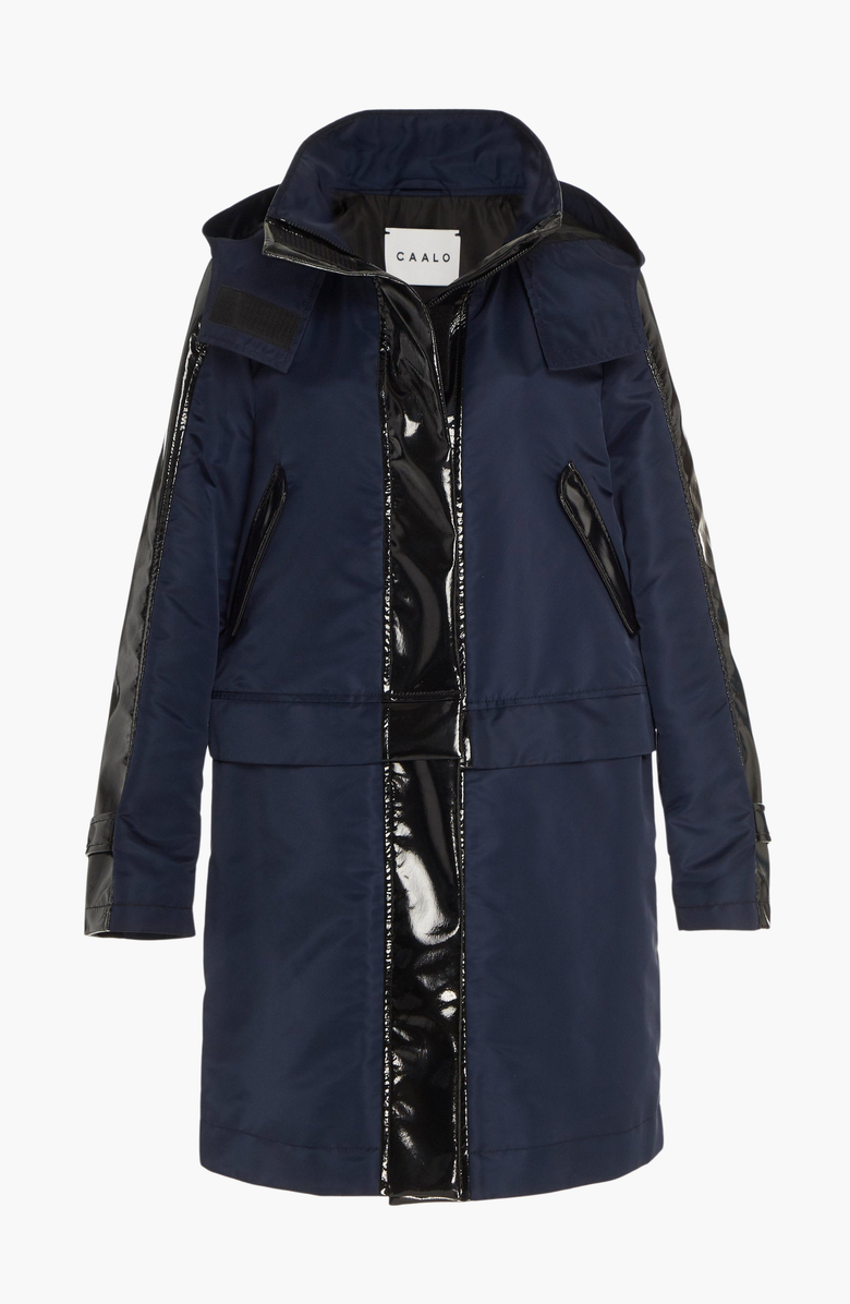 CAALO Water-Resistant Convertible Sustainable Raincoat, Alternate, color, Navy