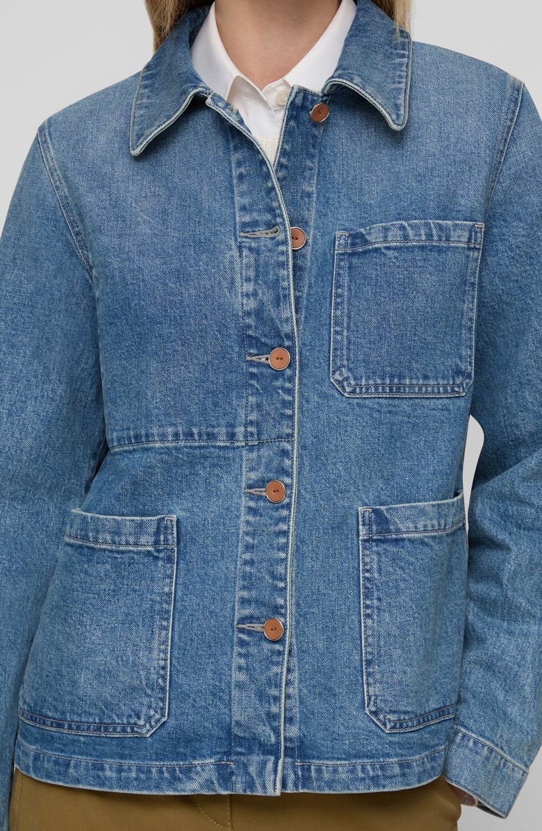 Lafayette 148 New York Patch Pocket Denim Jacket, Alternate, color, Faded Skyline