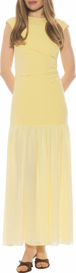 Caelen Crewneck Ruched Maxi Dress IVORY POLKA DOT / S Caelen Crewneck Ruched Maxi Dress IVORY POLKA DOT / S