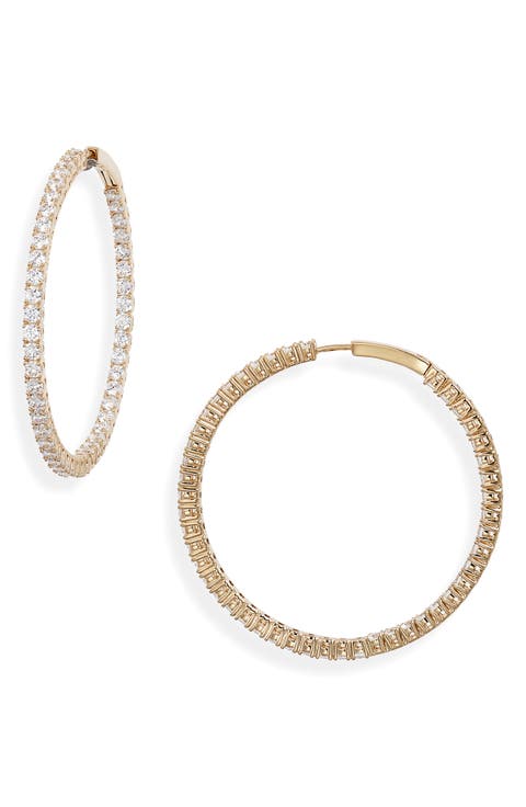Tennis Pavé Cubic Zirconia Hoop Earrings