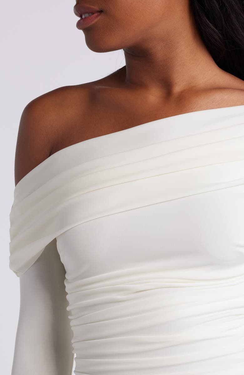 Mistress Rocks Ruched One-Shoulder Long Sleeve Minidress, Alternate, color, 