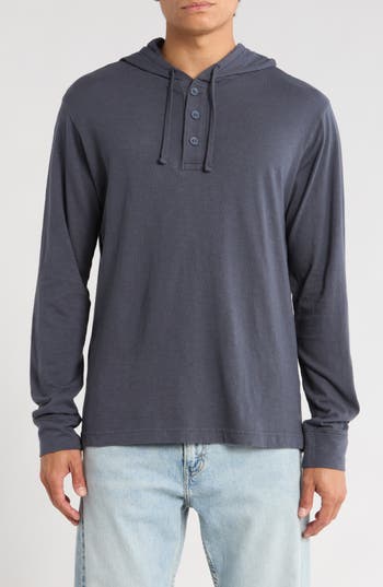 14th & Union Slub Cotton Hoodie In Blue