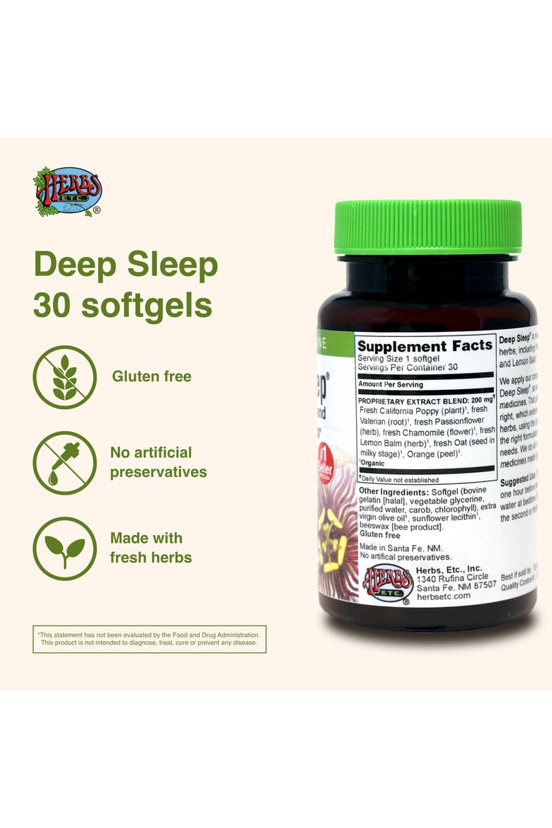 Deep Sleep Softgels - Herbal Sleep Support Supplement - Rest & Calming Support with Passionflower, Chamomile & Lemon Balm - 30 Softgels, Alternate, color, No Color