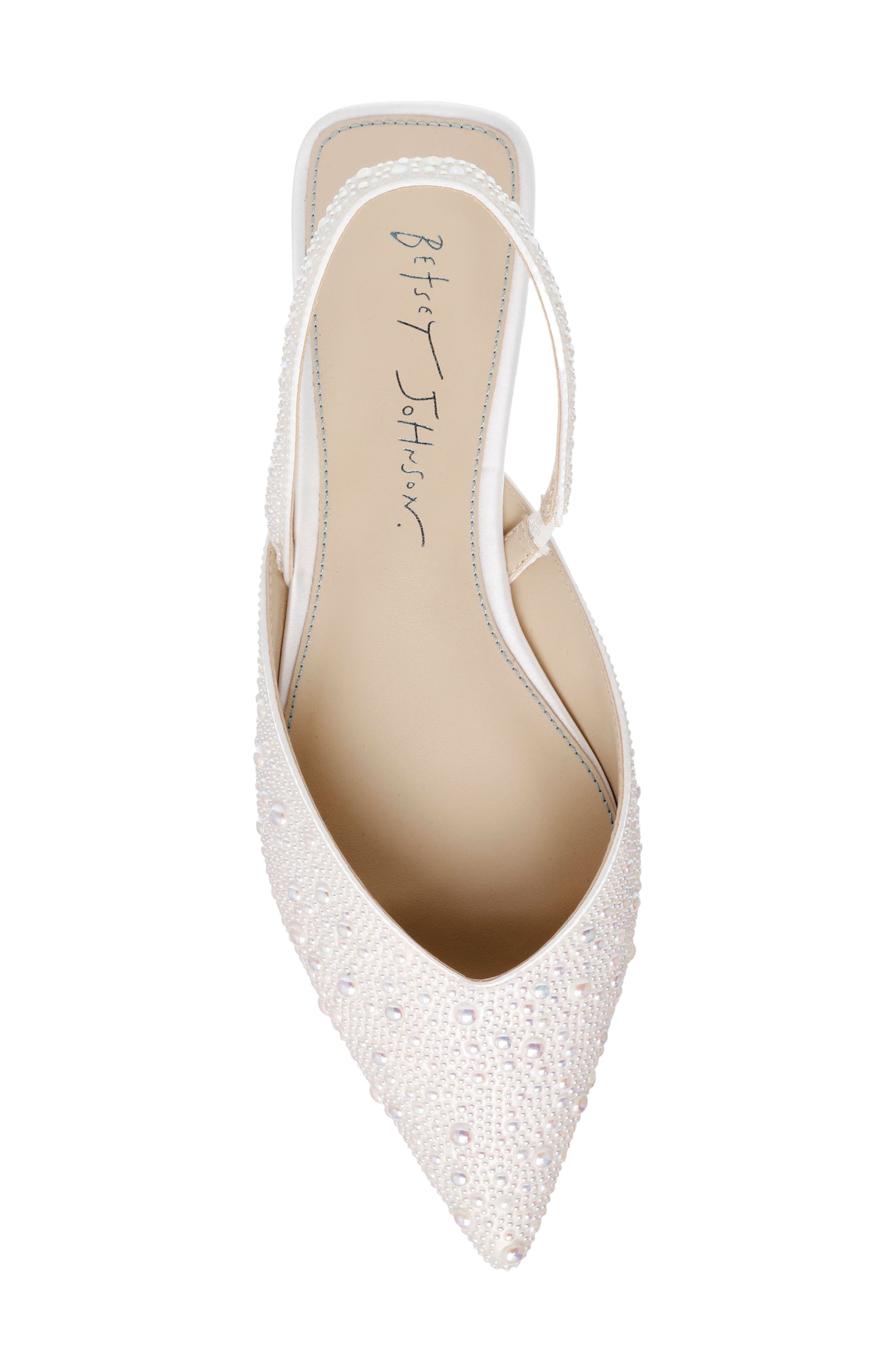 Betsey Johnson Vance Pointed Toe Slingback Flat, Alternate, color, Ivory
