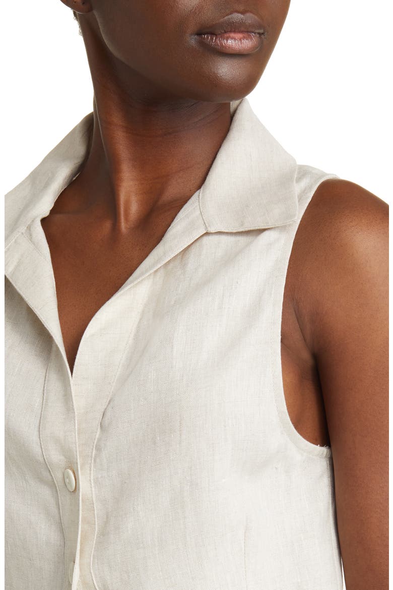 Devin Sleeveless Linen Shirt, Alternate, color, NATURAL