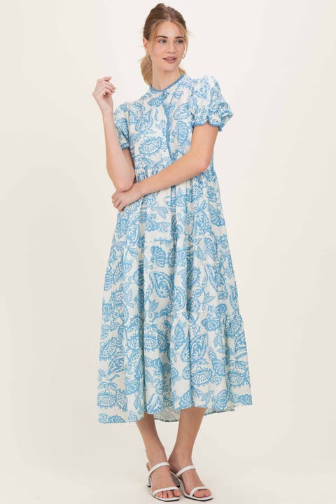 Paisley Print Tiered Midi Dress