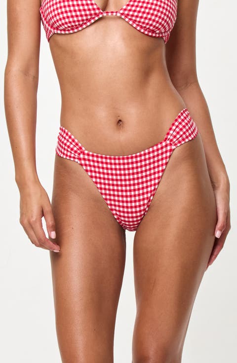 Dolce Gingham Seersucker Bikini Bottoms