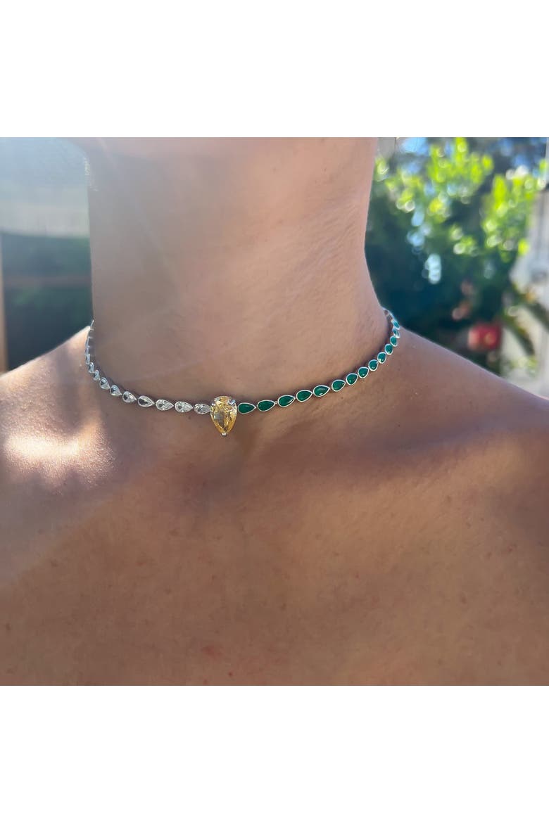 pear two tone tennis choker, Alternate, color, yellow/green