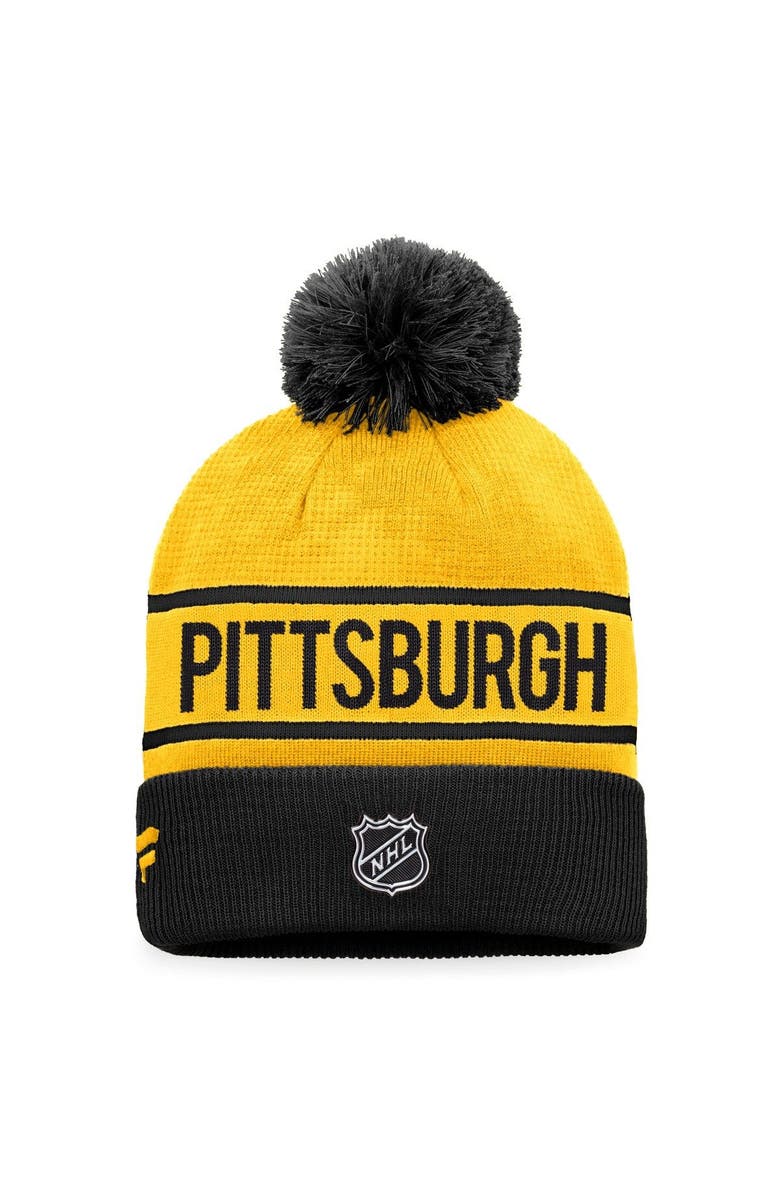 FANATICS Men's Fanatics Branded Gold/Black Pittsburgh Penguins Authentic Pro Alternate Logo Cuffed Knit Hat with Pom, Alternate, color, Gold