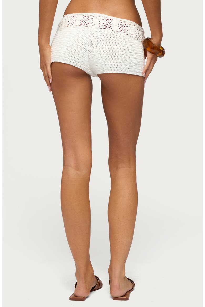 Ainara Crochet Cover-Up Micro Shorts, Alternate, color, CREAM