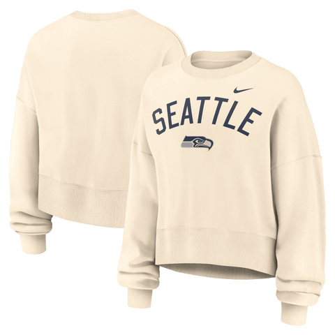 Women's Nike Natural Seattle Seahawks Oversized High Hip Legacy Arch Phoenix Fleece Sweatshirt