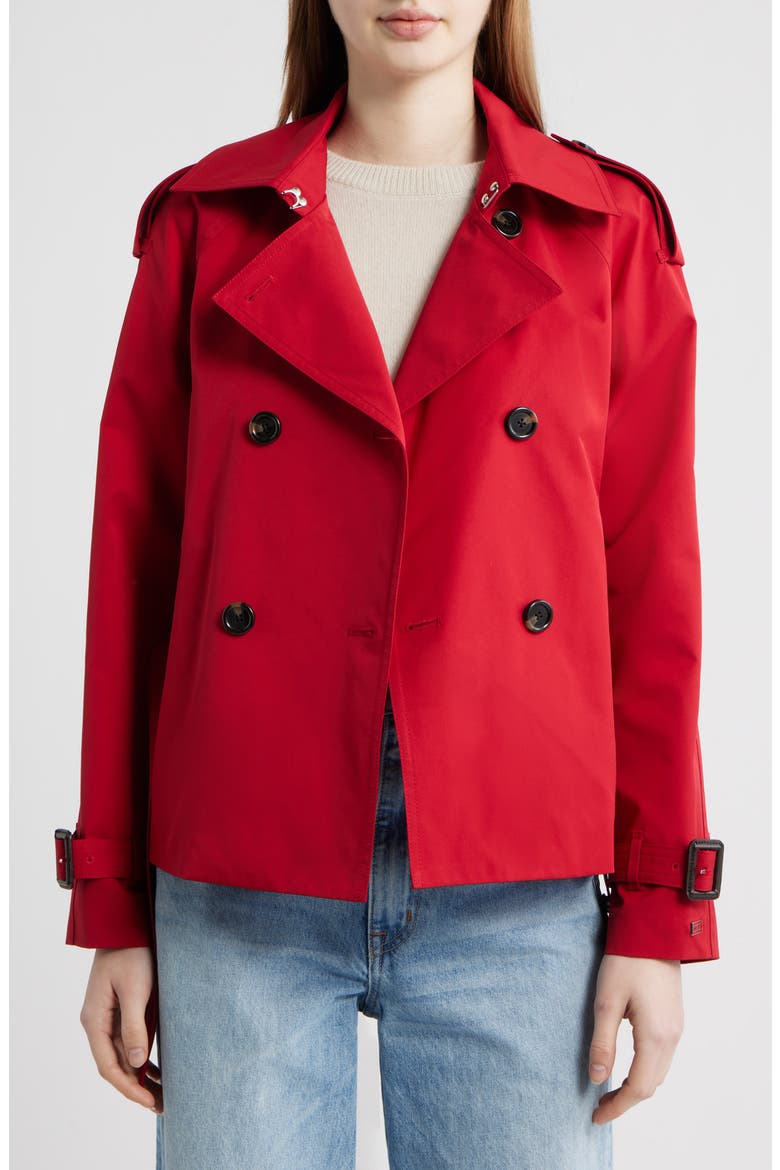 Belted Crop Trench Coat, Alternate, color, RED