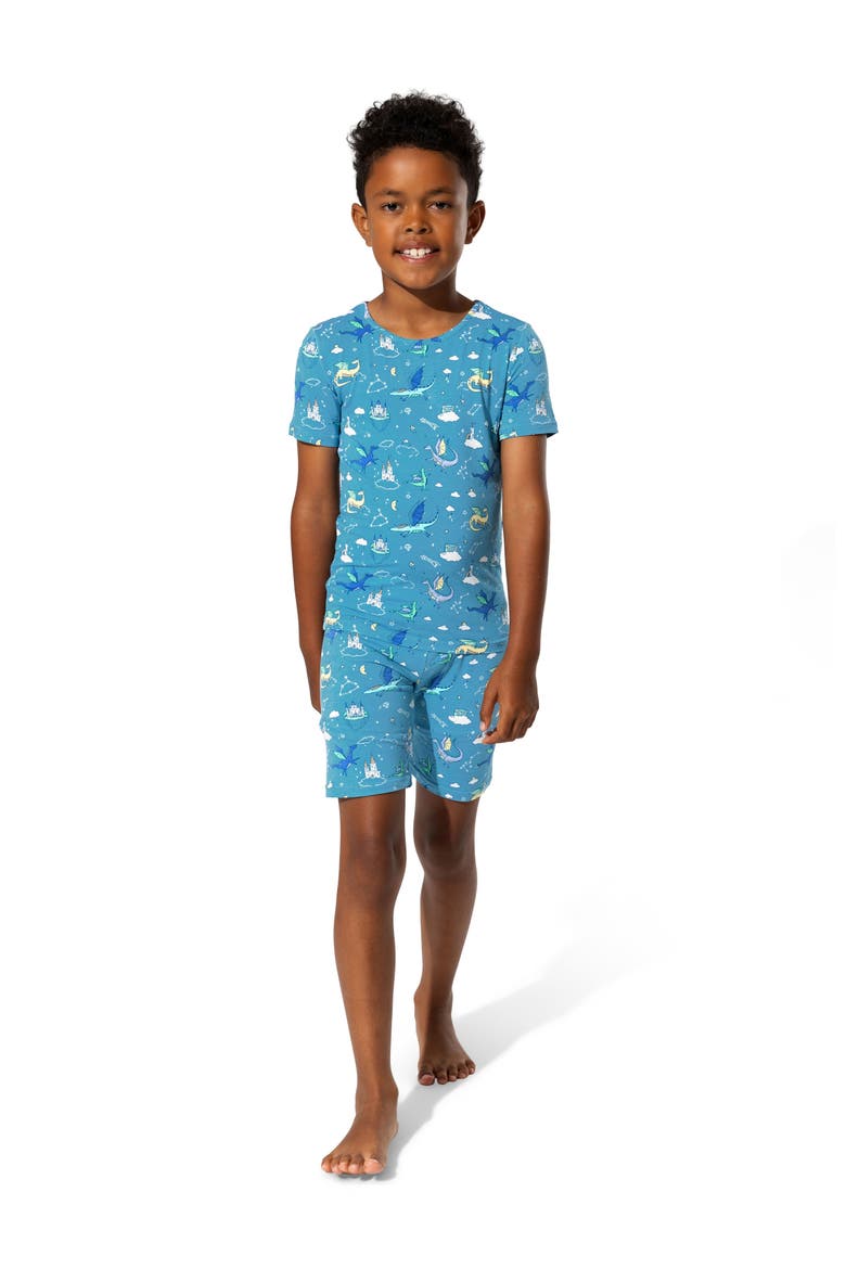 Dragon Dreams Kids 2-Piece Short Sleeve & Shorts Pajama Set, Alternate, color, Dragon Dreams