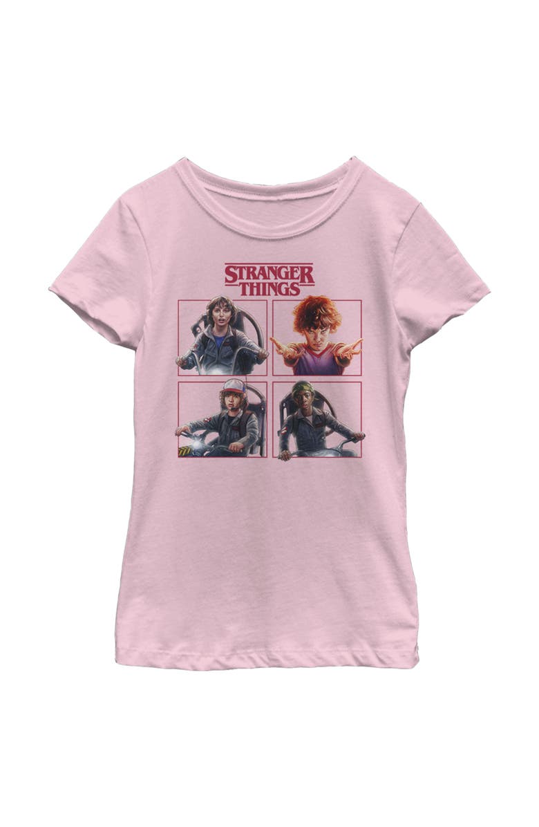 Stranger Things Girl's Stranger Things Character Squares  Graphic T-Shirt, Main, color, Light Pink