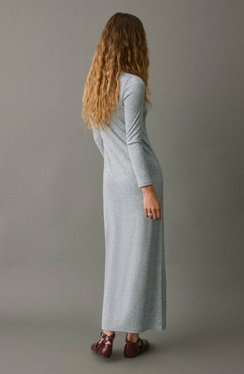 MANGO TEEN Cold Shoulder Long Sleeve Knit Maxi Dress, Alternate, color, Medium Heather Grey