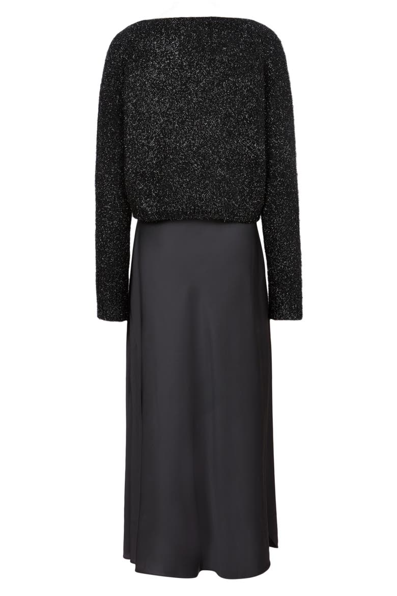 Rosetta Tinsel Two Piece Sweater & Slipdress, Alternate, color, BLACK