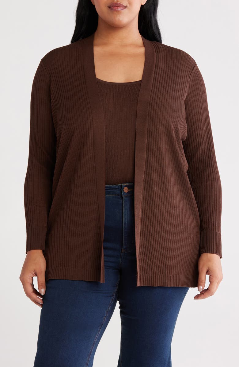 Jones New York Sutton Open Front Rib Cardigan, Main, color, 