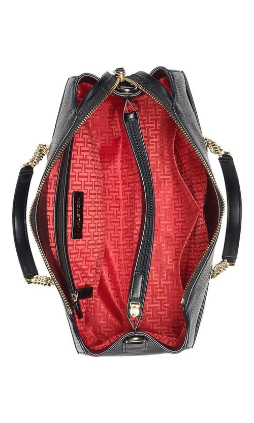 Shop Halston Janis Satchel Bag In Black/gold