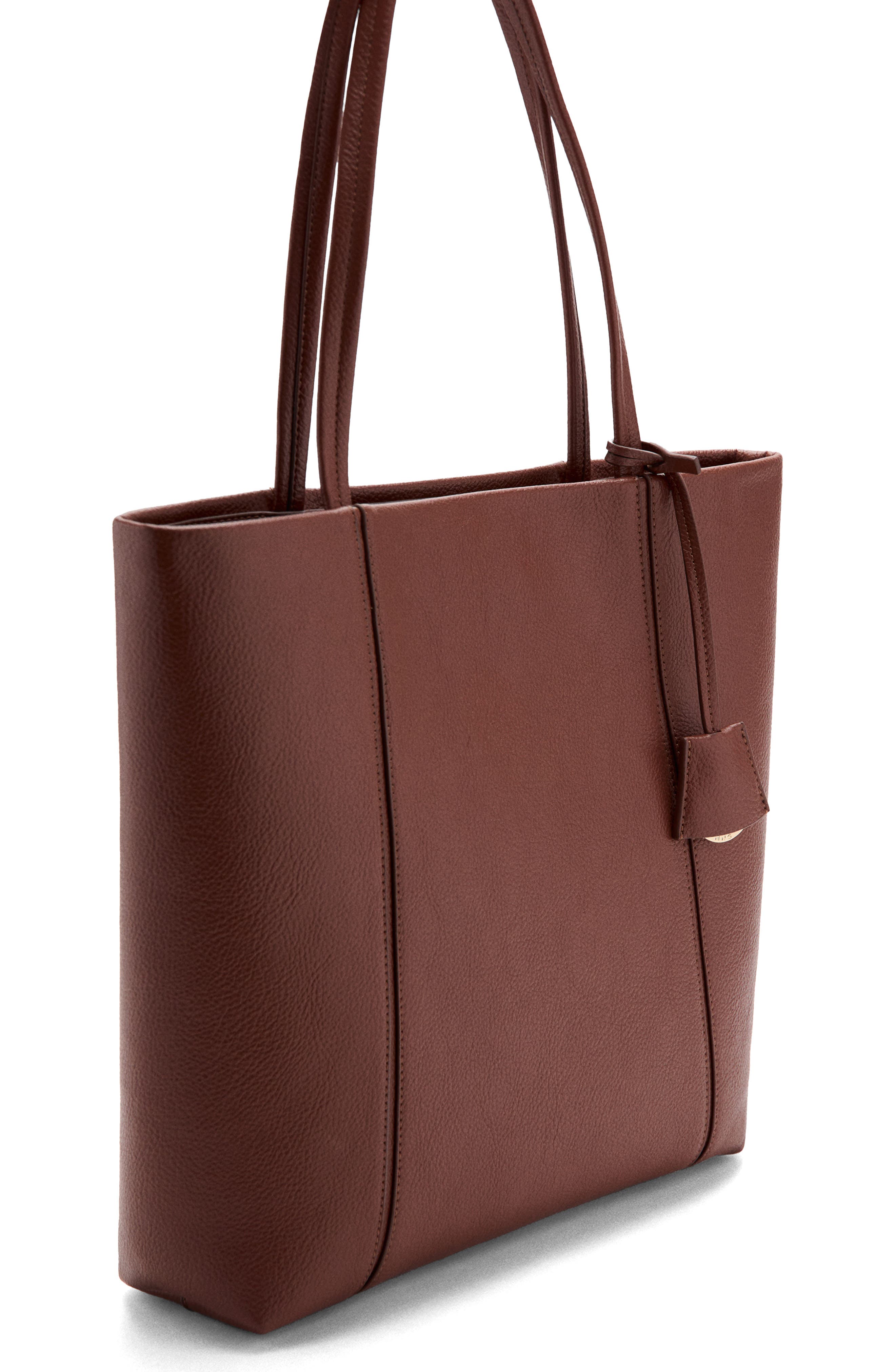 MANGO Faux Leather Shopper Bag, Alternate, color, Leather