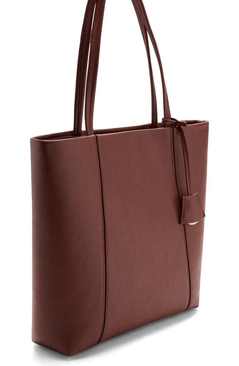 MANGO Faux Leather Shopper Bag, Alternate, color, Leather