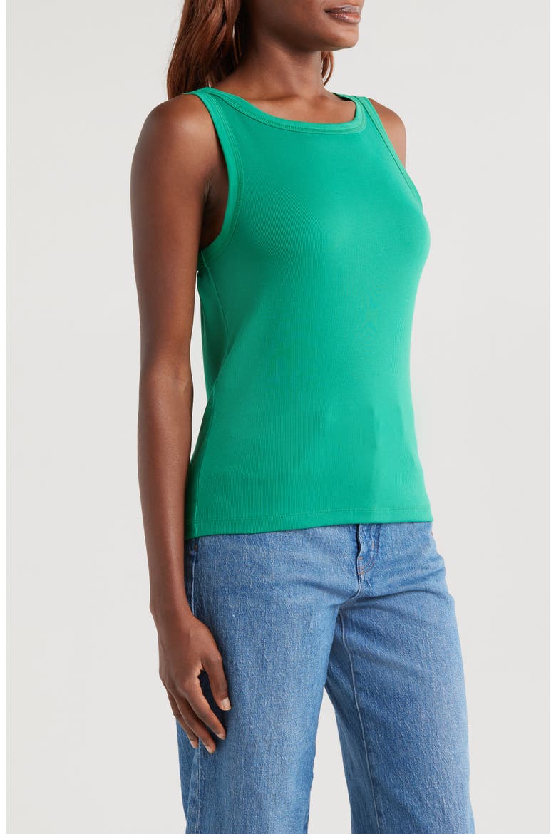 High Neck Cotton Tank, Alternate, color, VERDANT GREEN