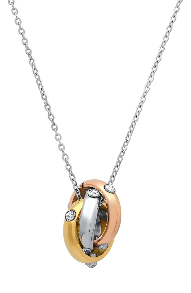 STEELTIME HMY JEWELRY Tri-Tone Ring Necklace, Main, color, Tri Tone
