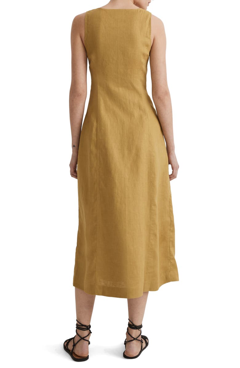 Madewell Button Front Linen Midi Dress, Alternate, color,